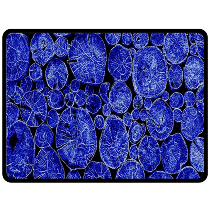 Neon Abstract Cobalt Blue Wood Double Sided Fleece Blanket (Large) 