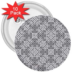 Black And White Oriental Ornate 3  Buttons (10 Pack)  by dflcprints