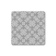 Black And White Oriental Ornate Square Magnet by dflcprints