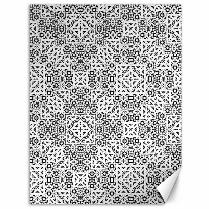 Black And White Oriental Ornate Canvas 36  x 48  