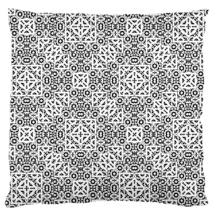 Black And White Oriental Ornate Large Cushion Case (Two Sides)