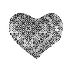 Black And White Oriental Ornate Standard 16  Premium Heart Shape Cushions by dflcprints