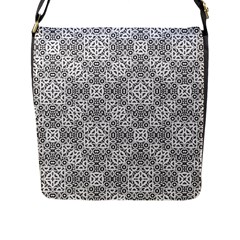 Black And White Oriental Ornate Flap Messenger Bag (l)  by dflcprints