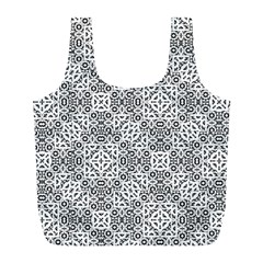 Black And White Oriental Ornate Full Print Recycle Bags (l)  by dflcprints