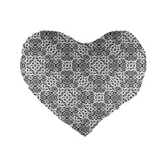 Black And White Oriental Ornate Standard 16  Premium Flano Heart Shape Cushions by dflcprints