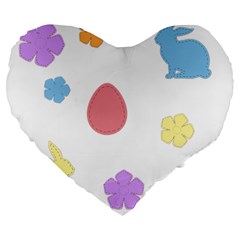 Easter Patches  Large 19  Premium Heart Shape Cushions by Valentinaart