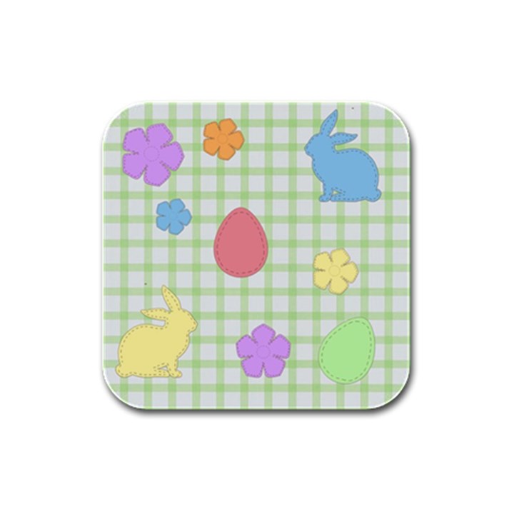 Easter Patches  Rubber Square Coaster (4 pack) 