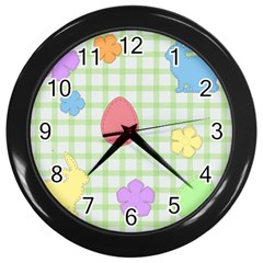 Easter Patches  Wall Clocks (black) by Valentinaart