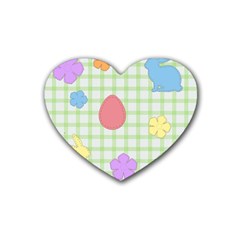 Easter Patches  Rubber Coaster (heart)  by Valentinaart