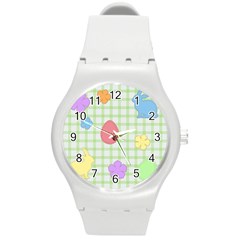 Easter Patches  Round Plastic Sport Watch (m) by Valentinaart