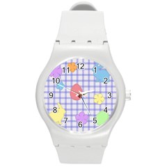 Easter Patches  Round Plastic Sport Watch (m) by Valentinaart