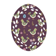 Easter Pattern Oval Filigree Ornament (two Sides) by Valentinaart