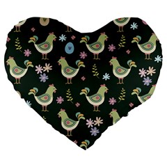 Easter Pattern Large 19  Premium Heart Shape Cushions by Valentinaart