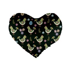 Easter Pattern Standard 16  Premium Flano Heart Shape Cushions by Valentinaart