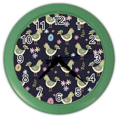 Easter Pattern Color Wall Clocks by Valentinaart