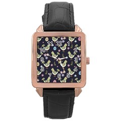 Easter Pattern Rose Gold Leather Watch  by Valentinaart