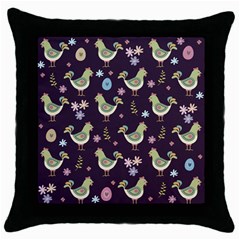 Easter Pattern Throw Pillow Case (black) by Valentinaart