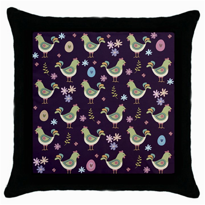 Easter Pattern Throw Pillow Case (Black)