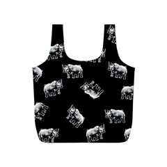 Rhino Pattern Full Print Recycle Bags (s)  by Valentinaart