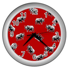 Rhino Pattern Wall Clocks (silver)  by Valentinaart