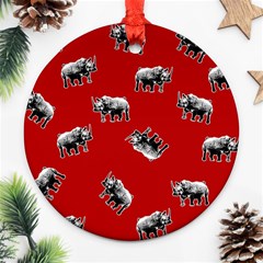 Rhino Pattern Round Ornament (two Sides) by Valentinaart