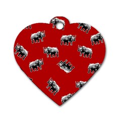 Rhino Pattern Dog Tag Heart (one Side) by Valentinaart