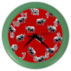 Rhino Pattern Color Wall Clocks by Valentinaart