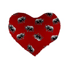 Rhino Pattern Standard 16  Premium Heart Shape Cushions by Valentinaart