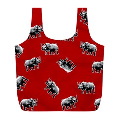 Rhino Pattern Full Print Recycle Bags (l)  by Valentinaart