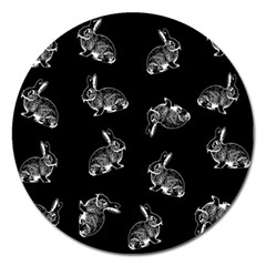 Rabbit Pattern Magnet 5  (round) by Valentinaart