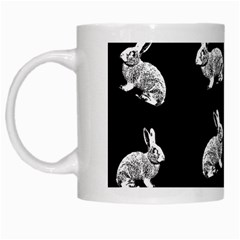 Rabbit Pattern White Mugs by Valentinaart