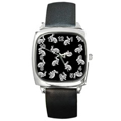 Rabbit pattern Square Metal Watch