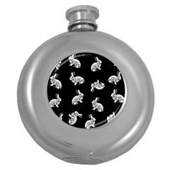 Rabbit Pattern Round Hip Flask (5 Oz) by Valentinaart