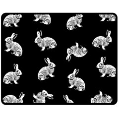 Rabbit Pattern Fleece Blanket (medium)  by Valentinaart