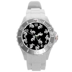 Rabbit pattern Round Plastic Sport Watch (L)