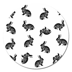 Rabbit Pattern Magnet 5  (round) by Valentinaart