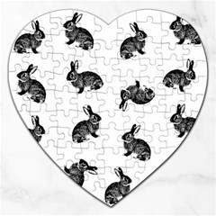 Rabbit Pattern Jigsaw Puzzle (heart) by Valentinaart