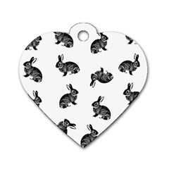 Rabbit Pattern Dog Tag Heart (one Side) by Valentinaart