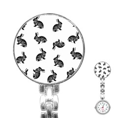 Rabbit Pattern Stainless Steel Nurses Watch by Valentinaart