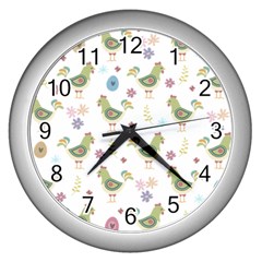 Easter Pattern Wall Clocks (silver)  by Valentinaart