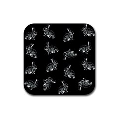 Rabbit Pattern Rubber Square Coaster (4 Pack)  by Valentinaart