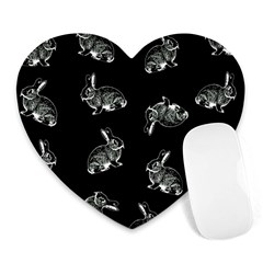 Rabbit Pattern Heart Mousepads by Valentinaart