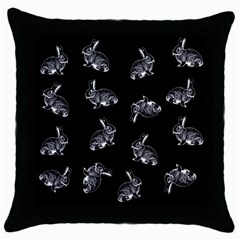 Rabbit Pattern Throw Pillow Case (black) by Valentinaart