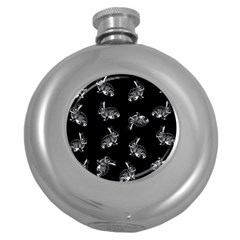 Rabbit Pattern Round Hip Flask (5 Oz) by Valentinaart