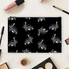 Rabbit Pattern Cosmetic Bag (large)  by Valentinaart