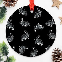 Rabbit Pattern Ornament (round) by Valentinaart