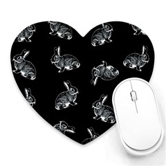 Rabbit Pattern Heart Mousepads by Valentinaart