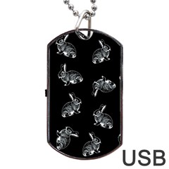 Rabbit Pattern Dog Tag Usb Flash (one Side) by Valentinaart