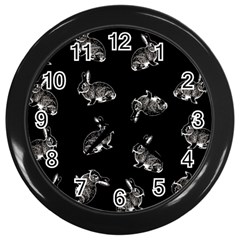 Rabbit pattern Wall Clocks (Black)