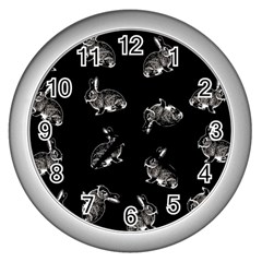 Rabbit pattern Wall Clocks (Silver) 